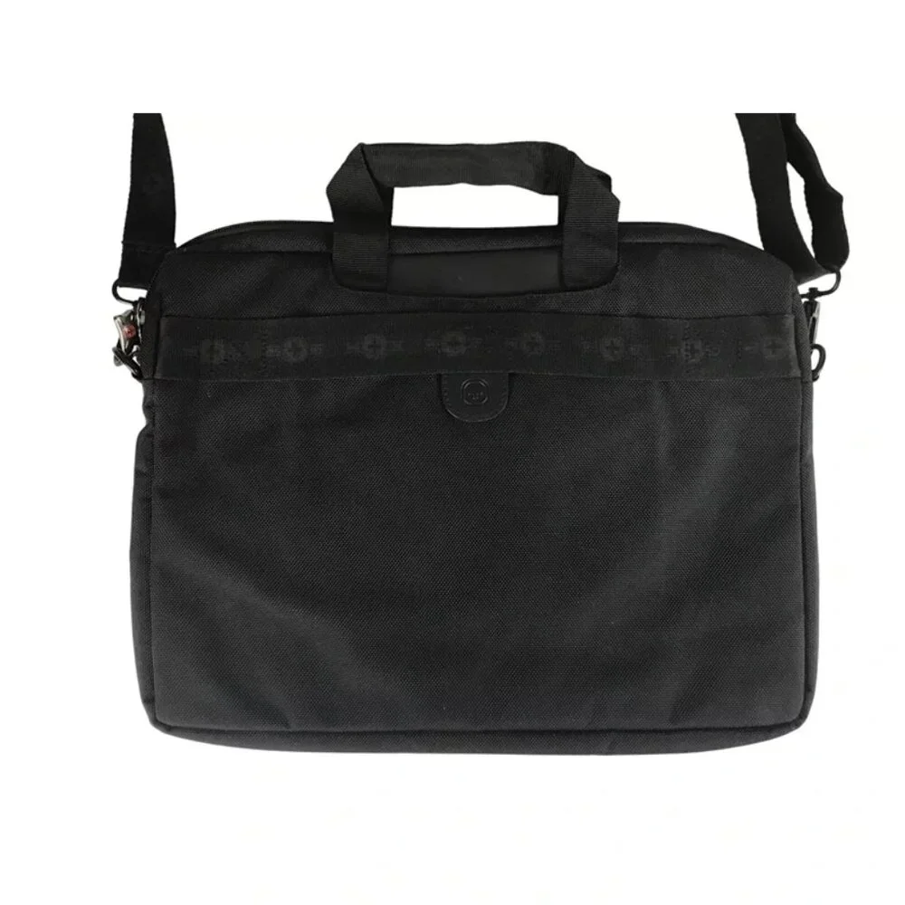 Swiss Gear Unisex‎ Red Black Canvas Outer Pockets Detachable Strap Laptop Bag